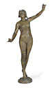 A patinated bronze figure of a woman
