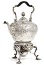 A George II silver kettle, stand and lamp