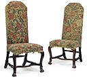 A pair of Queen Anne walnut high back chairs