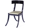 AN EBONIZED AND UPHOLSTERED SIDE CHAIR,  