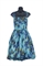 A HAUTE COUTURE PAULE BLUE AND YELLOW FLORAL CHINE SATIN AND BOW-BACK COCKTAIL DRESS, 